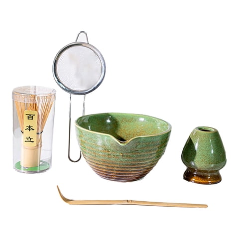 Magideal - 5 Piezas Matcha Set Bowl Con Boquilla, Herramientas De Fabricación De Té Japonesas Artesanales, Regalo Único Con Soporte De Batidora, Kit De Matcha Verde
