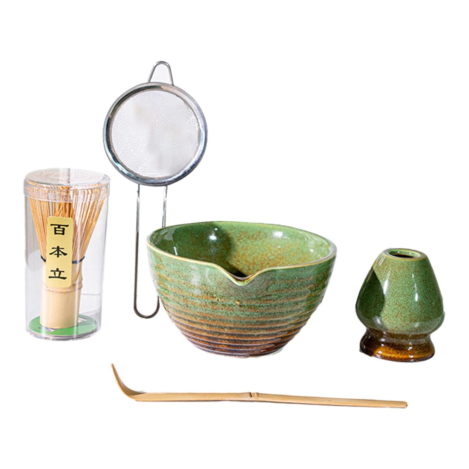 Magideal - 5 Piezas Matcha Set Bowl Con Boquilla, Herramientas De Fabricación De Té Japonesas Artesanales, Regalo Único Con Soporte De Batidora, Kit De Matcha Verde