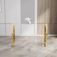 M&Ms - Console Table Stainless Steel Glass,Meal Side Table Golden Clear Bs-02