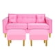 thumbnail image 1 of Sofa New Retro 3C + 2 Pouf Felpa 01 Rosado, 1 of 6
