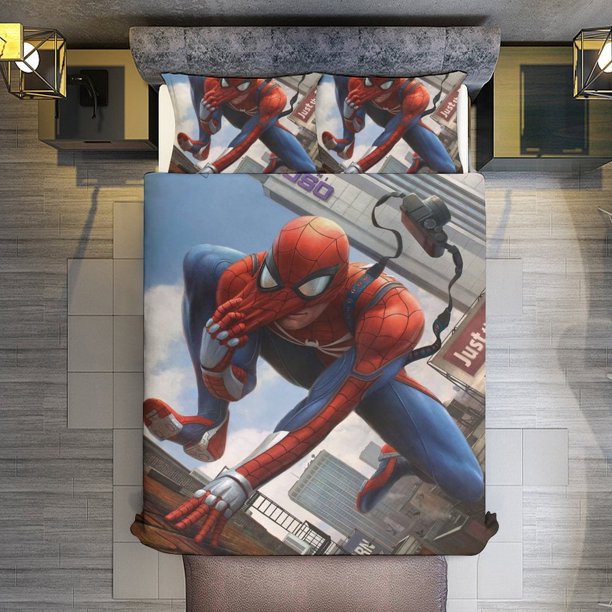 Amazing Spider Man Variant 3 Piece Sets Full/Queen Size - Reversible Microfiber Quilts with 2 Shams Soft Lightweight Bedspread Coverlet Comforter for All Season Bed Sheets