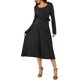 thumbnail image 2 of INSPIRE CHIC Vestido de Maternidad para Mujeres Manga Larga Cuello Cuadrado Tejido Midi con Cinturón Casual Otoño Invierno Vestidos de Embarazo S Negro, 2 of 6