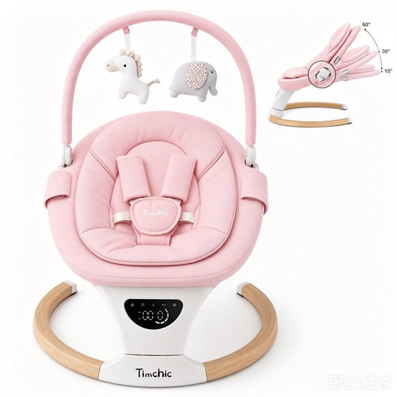 Columpio para bebé TimChic eléctrico con auto balanceo, rosa y control remoto