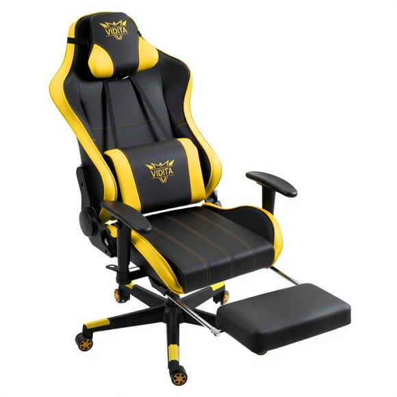 Silla Gamer Premium ES900 Reclinable 180° Reposabrazos 2D - Amarillo
