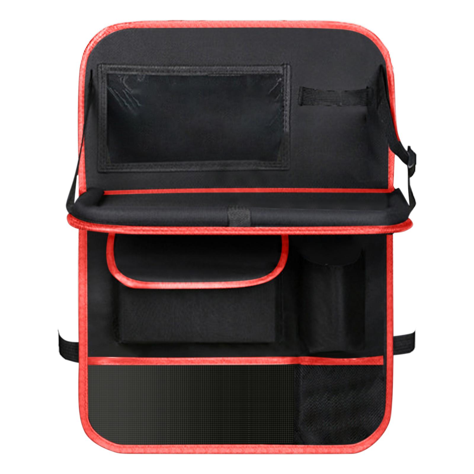Magideal - Alfombril Organizadora Para Asiento Trasero , Organizador De Asiento Trasero, Bolsa De Almacenamiento Con Soporte Para Tableta Con , Negro Y Rojo Negro Rojo