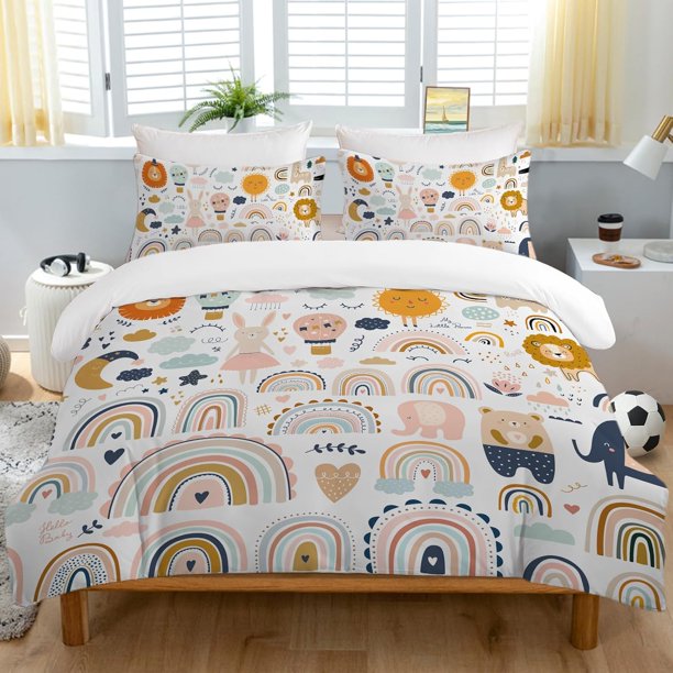 Purple Unicorn Full Bedding Set for Kids Boys Girls Glitter Galaxy Unicorn Duvet Cover 3 Piece Space Unicorn Comforter Cover