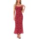 thumbnail image 1 of INSPIRE CHIC Vestido Maxi Floral de Mujer Malla Sin Mangas Vestido Ajustado de Cóctel L Rojo, 1 of 6