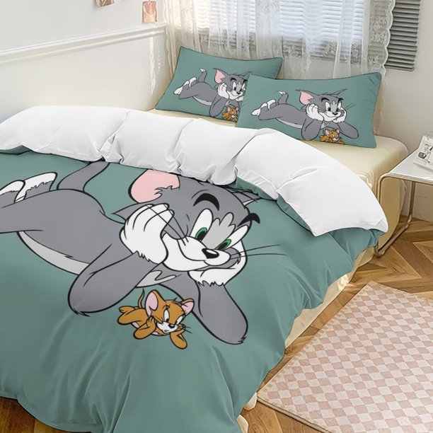 Tom And JerryCartoon Collection 3-Piece Comforter Set, Personalized Bedding Decor for Kids And Teens Bed Sheets