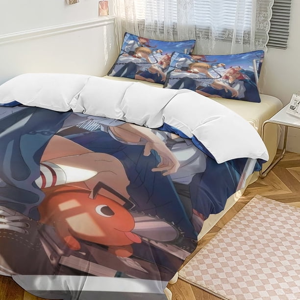 Chainsaw Man Anime Home Bed 3-piece Set Classic Japanese Anime Polyester Wash Student Dormitory Set