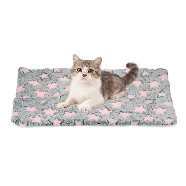 Cojín para Mascotas de Coral Fleece Suave Estrella Pint Cama para Perro Gato Alfombra 23x18 Pulgadas (Gris Rosa)