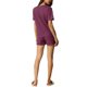 thumbnail image 3 of INSPIRE CHIC Conjunto de salón de punto waffle para mujer, pijama de manga corta con bolsillos, mezcla de algodón suave para primavera verano M Rojo oscuro, 3 of 6