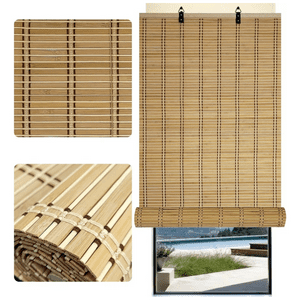 Homebrandt - Cortina De Bambú Persiana Bicolor 120X180 Con Diseños Roller