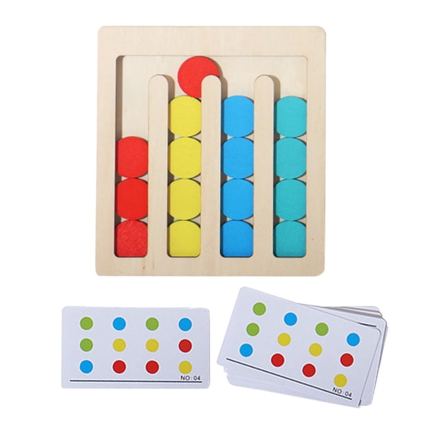 Juguetes de madera Montessori, juguetes de combinación de colores, juego lógico, tablero ocupado de clasificación, tablero de rompecabezas deslizante, 4 colores