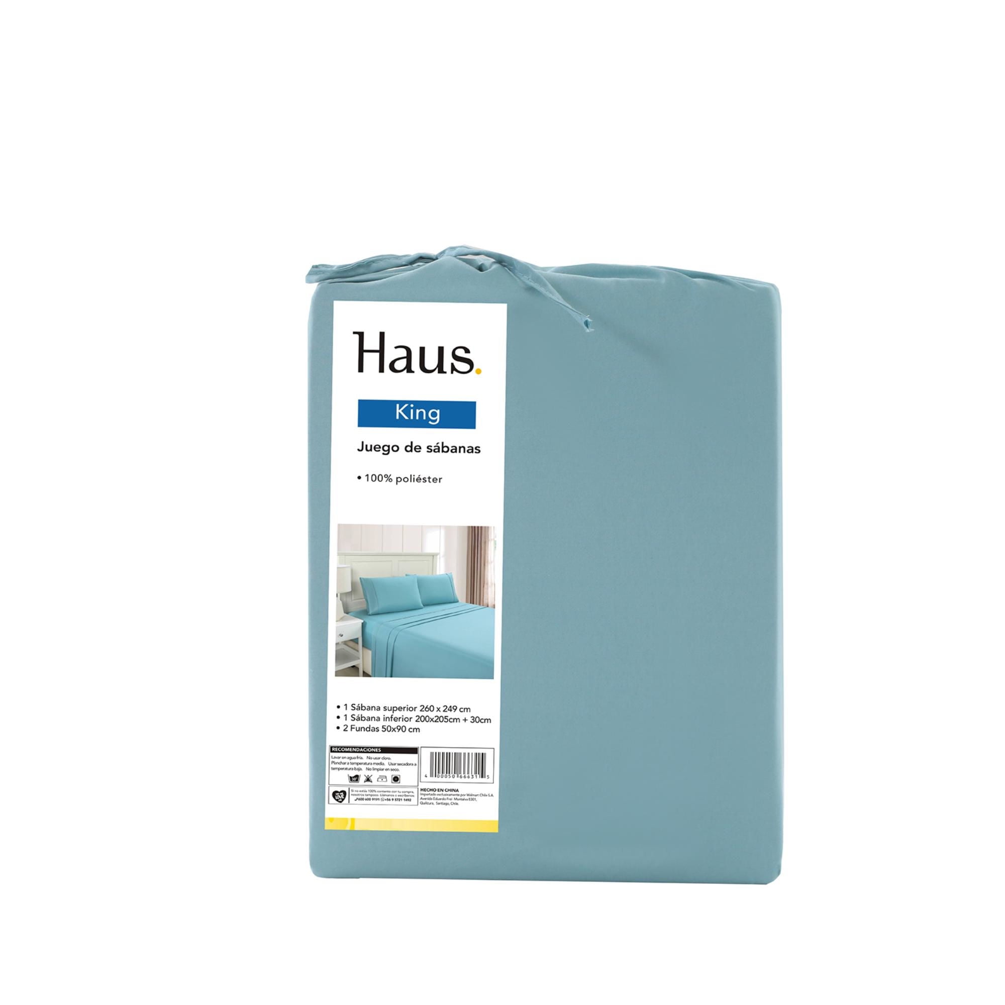 Haus - Juego De Sábanas Celeste King 100% Poliéster