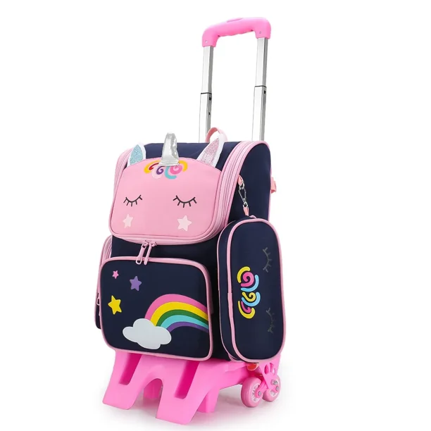 Children's trolley schoolbag cute cartoon girl schoolbag primary school student backpack primary school student backpack