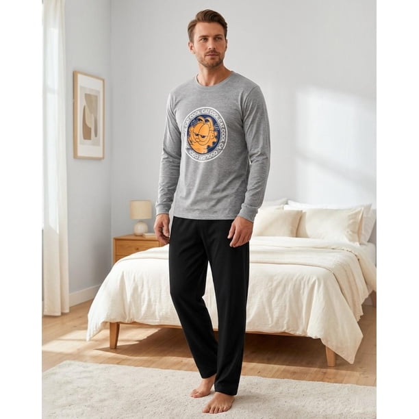 Pijama Hombre Algodón Estampado Garfield Gris gris S