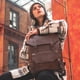 thumbnail image 3 of Mochila unisex de cuero PU con hebillas frontales marrón, 3 of 6
