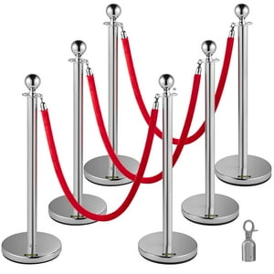 Cuerdas De Terciopelo Crowd Control Stanchions Vevor, 6 Unidades, 1,5 M, Color Rojo