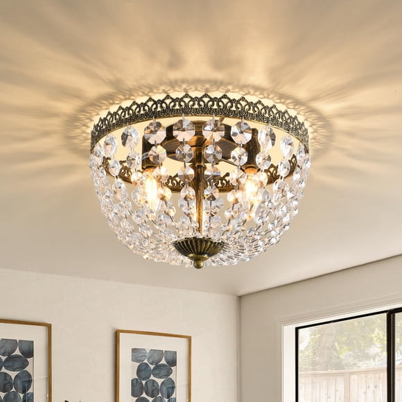 Lámpara De Techo Estilo Imperio Francés Con Cristal K9 32 X 21 Cm 110 V