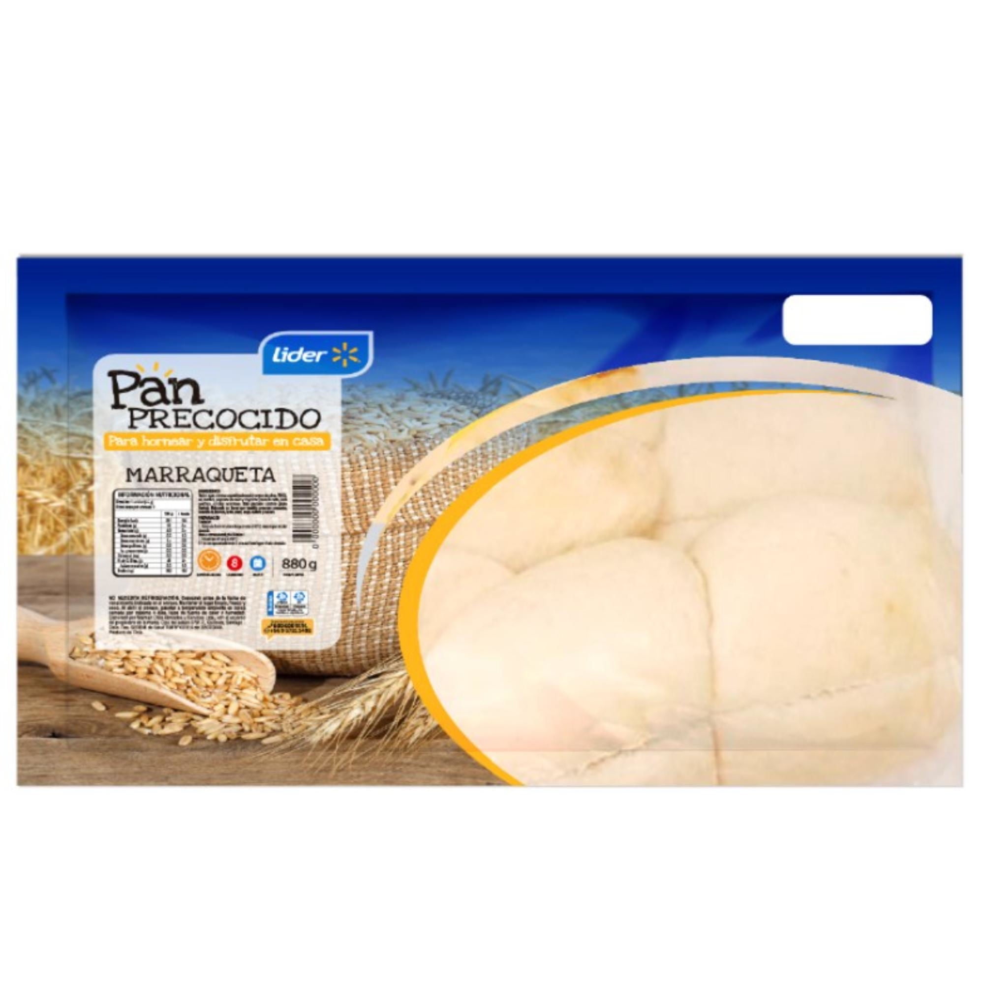 Pan Precocido Marraqueta Atm 8 Un 880 g Lider