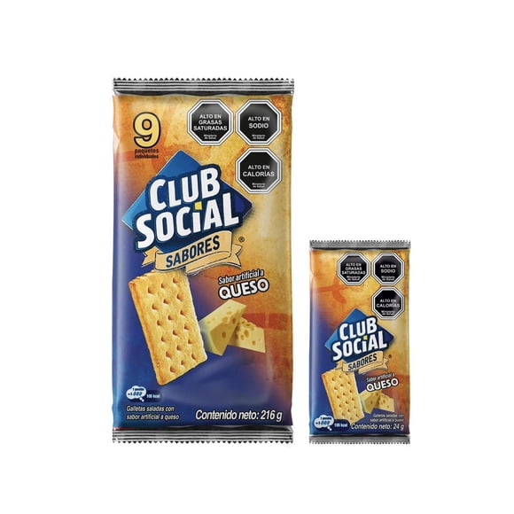 Galletas saladas sabor queso pack 9un, 216 g