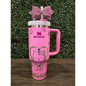 Zealous Nutrition - Vaso Térmico Stanley De Hello Kitty 1,2Lts | Botella De Agua Rosa Peonia - Personalizado Con Grabado Láser Completo