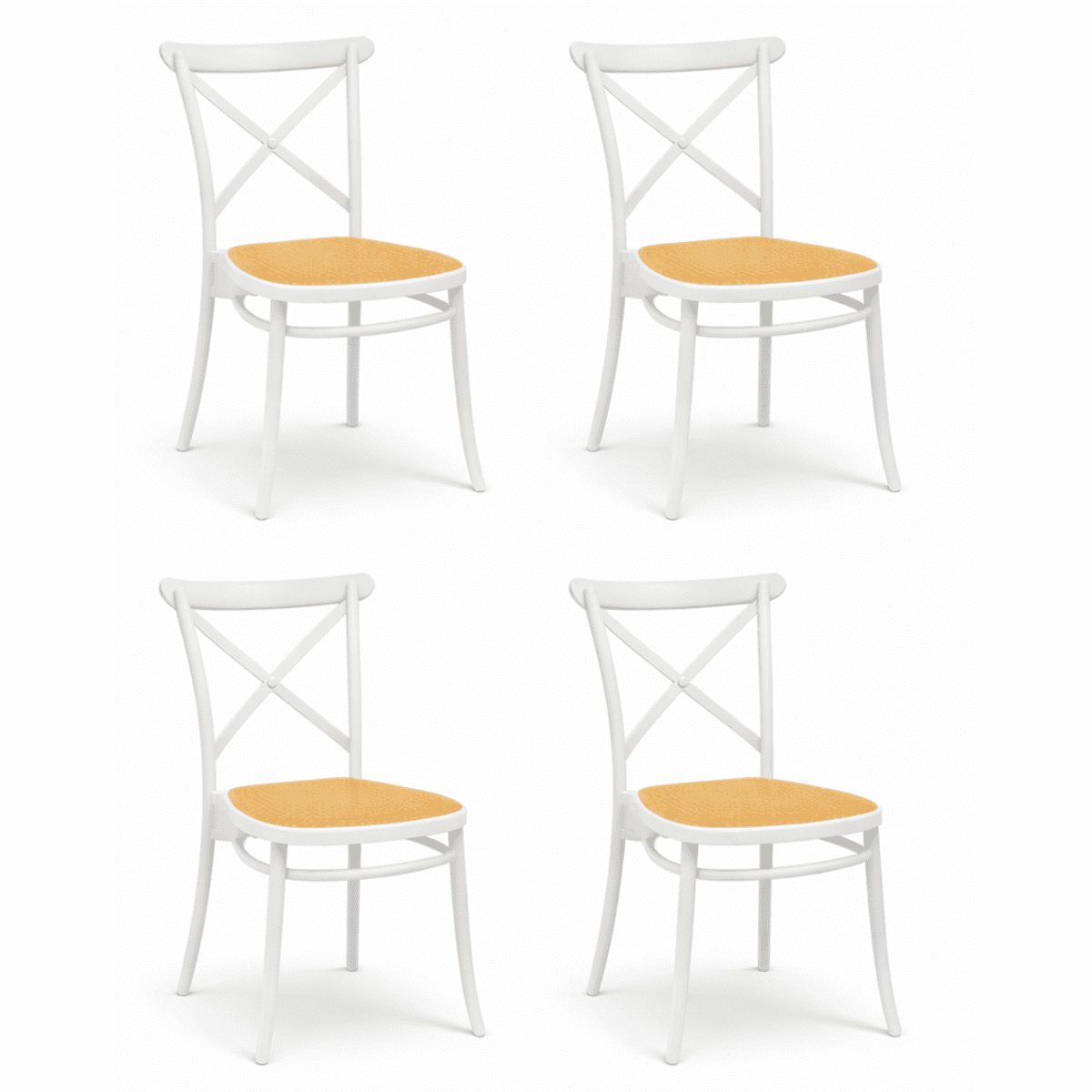 Moboi - Pack 4 Sillas Danubio Crossback Top Apilable Blanca