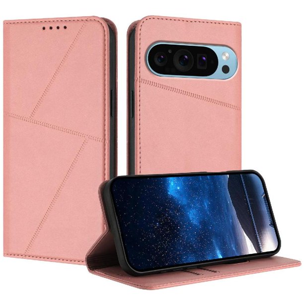 Funda Cartera Magnética para Google Pixel 9 Pro XL Protección Antichoque con Ranuras Rosa