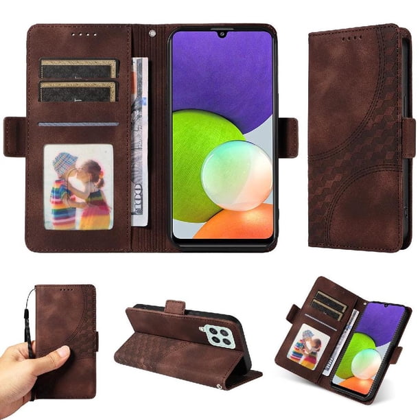 Carcasa FOXDOCK Samsung Galaxy M22 4G de cuero PU, diseño acolchado clásico, protección contra caídas y rayones
