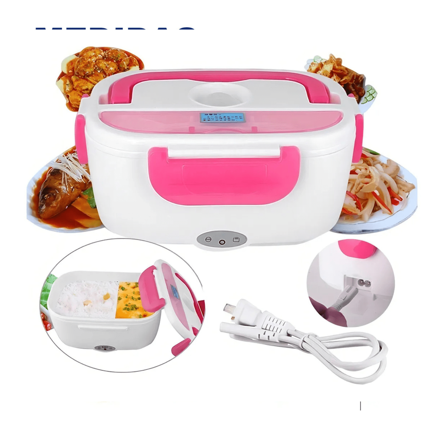 Genérico - Lonchera Eléctrica Portátil Hermetico Cuchara + Usb Rosa Chicle