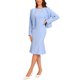 thumbnail image 1 of INSPIRE CHIC Conjuntos de Negocios para Mujeres Vestido Midi Sin Mangas con Cola de Sirena Traje de Maestra para Regreso a Clases Blazer Sin Cuello Conjunto de Vestido de 2 Piezas Azul Claro S, 1 of 6