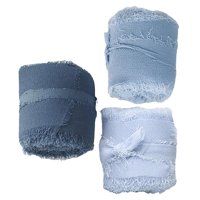 Bothyi - 3 Rollos De Cinta De Seda De Gasa Con Flecos De 2.0 In X 5.0 Ft Para Envolver Regalos Serie Azul