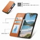 thumbnail image 2 of Funda tipo cartera para iPhone 16 de piel con cierre magnético, ranuras para tarjetas y correa para la muñeca Marrón, 2 of 6