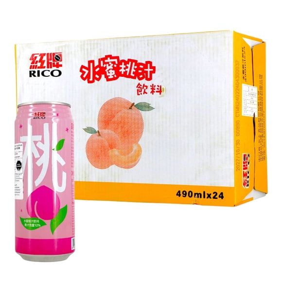 Bebida Sabor  Durazno Marca Rico 490 ml * 24 Latas