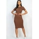 thumbnail image 2 of Vestido Midi Ajustado De Canalé Marrón, 2 of 5