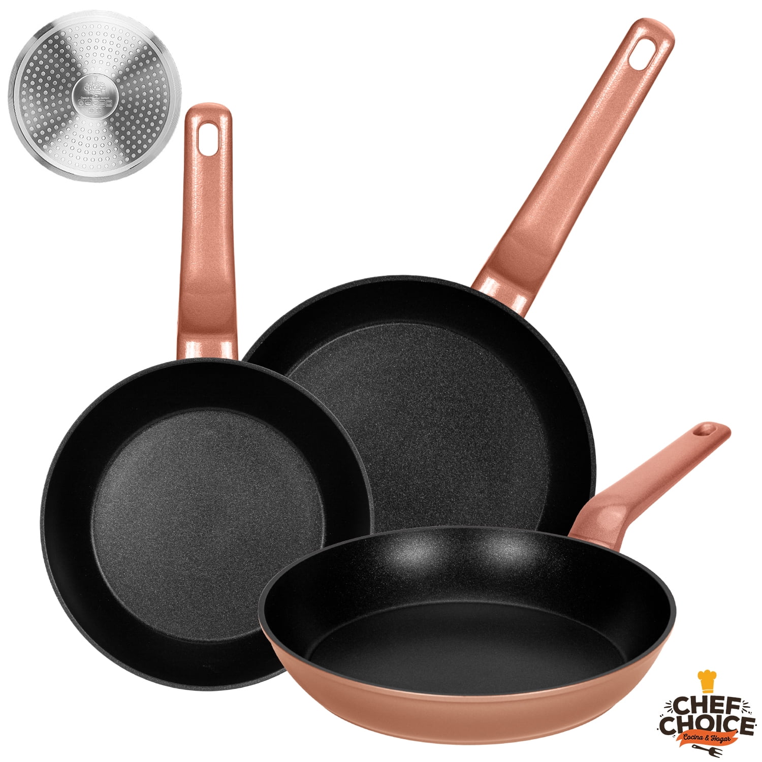 Chefchoice - Set Sartenes Antiadherentes Aluminio 3 Piezas 20/24/26cm