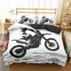 thumbnail image 1 of Black White Motocross Motorcycle Print Quilt Duvet Cover Set Comforter Cover3-Piece Bedding Set, 1 of 5