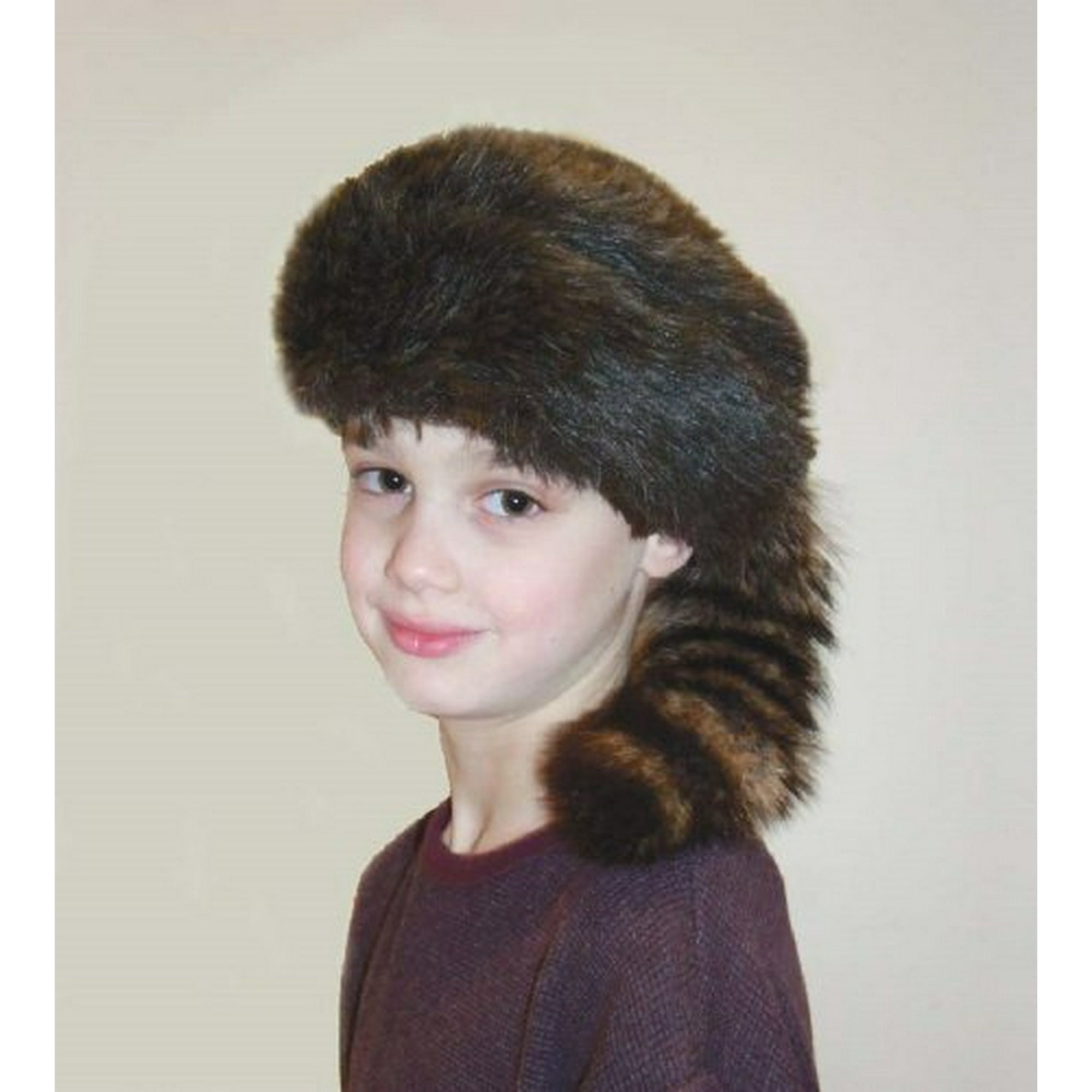 Davy Crockett O Daniel Boon Style Coonskin Gorra Con Cola Real Tamaño Grande A X Grande Insider Bat Insider Bat