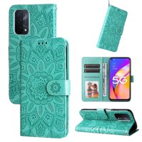 Funda Tipo Cartera Foxdock Para Oppo A54 5G , Diseño Girasol En Relieve, Cuero Pu, Cierre Magnético, Soporte Y Tarjetero