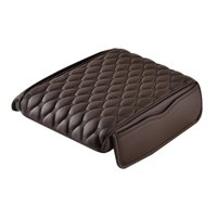 Magideal - Cojín Para Reposabrazos De Coche, Almohada De Cuero Pu Con Bolsillo De Almacenamiento, Almohadilla Para Reposabrazos, Funda Para Compartimento De Repo Café