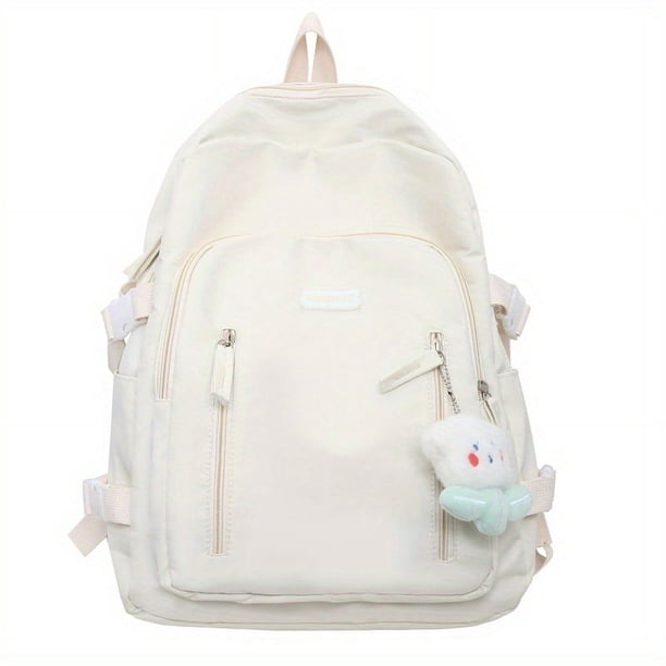 1pc Simple Solid Color Backpack, Preppy Versatile Casual Schoolbag, High School Middle School Students Backpack, College Students Travel Backpack, Students Commuter Bag For Daily Use