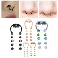 Ioensy - Juego De 5 Anillos Magnéticos Falsos Para La Nariz, Joyería Para La Nariz, Anillo De Aro Para La Nariz De Acero Inoxidable
