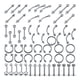 thumbnail image 3 of 60 Piezas Nariz Lengua Lengua Ceja Tragus Navel Piercings Anillo del Vientre 8mm, 3 of 3