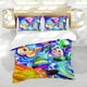thumbnail image 5 of Kirby Estrella Conjunto de sábanas temático, trío de piezas, cómodo y amigable con la piel, diseño único, regalo de decoración para el hogar para familiares, amigos y fans,135cm *200cm, 5 of 6