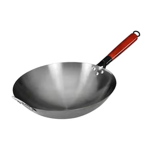 Bothyi - Sartén Wok A Gas Sin Recubrimiento Con Mango De Madera Sartenes Utensilios De Cocina Universales Sartén Salteada 32Cm