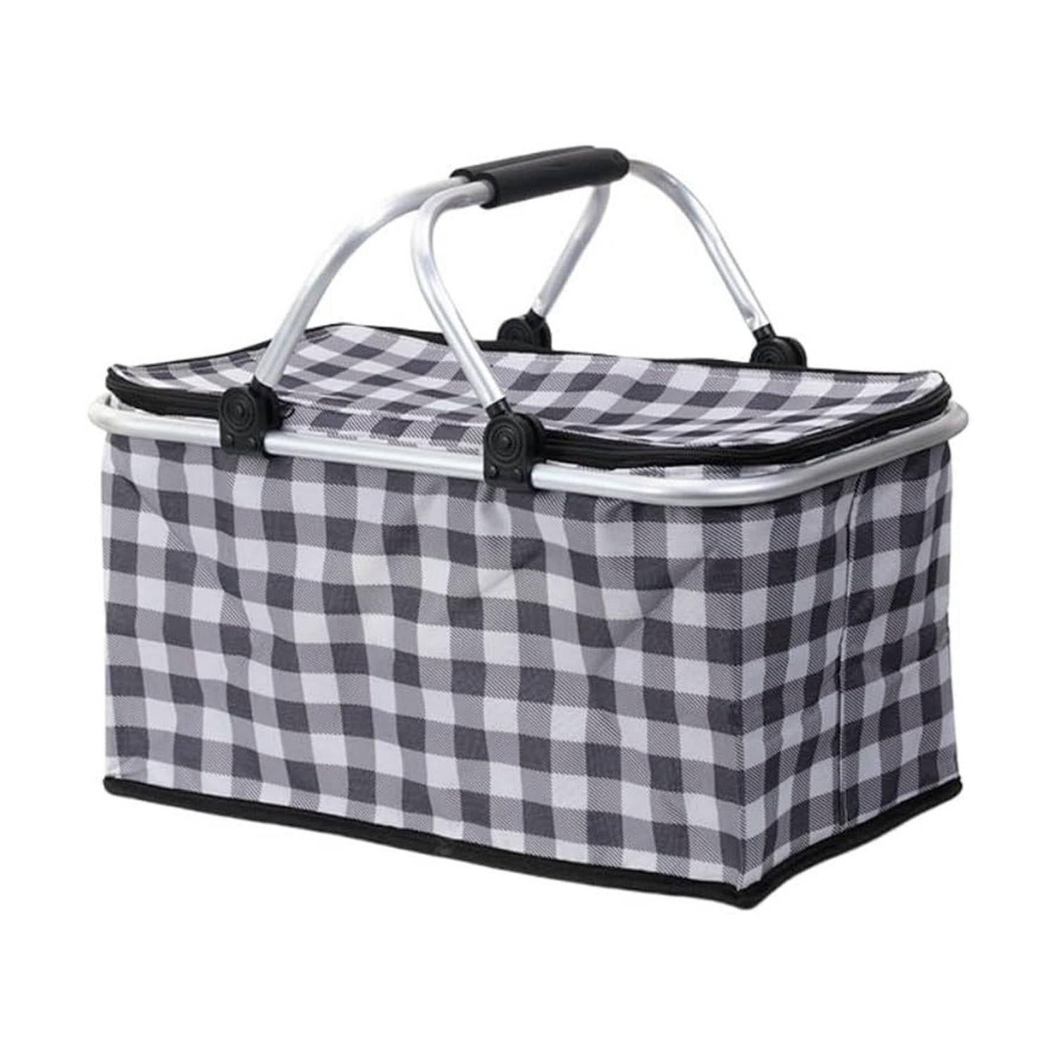 Global Latin Group - Canasta De Picnic Con Aislante Térmico Viajera Plegable Gris