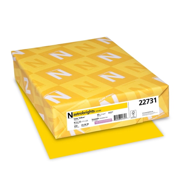 Cartulina Astrobrights de 65 lb, color Solar Yellow, 250 hojas por paquete