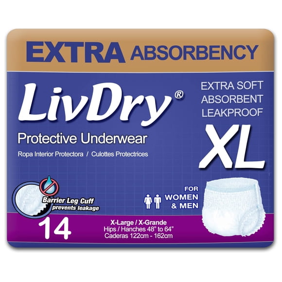 Ropa interior para incontinencia LivDry Adult XL Extra Absorbency