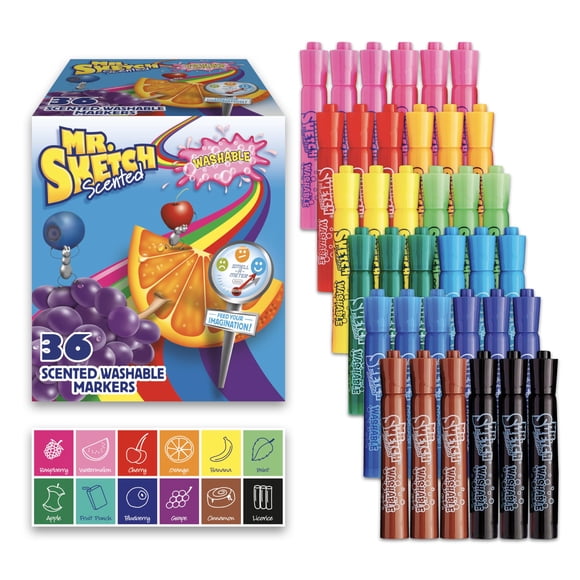 Rotuladores aromáticos lavables Mr. Sketch con punta cincel, 36 colores