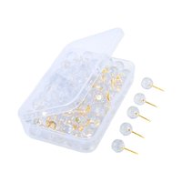 Magideal - 100 Alfileres De Costura, Alfileres De Posicionamiento, Manualidades Con Caja De Almacenamiento, Alfileres Rectos Para Manualidades, Joyería Acolchada Oro Redondo